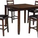 Signature Design by Ashley Coviar 5 Piece Counter Height Dining Set, Includes Table & 4 Barstools, Brown
