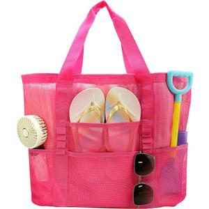 FF05 Large Mesh Beach Tote, Pink