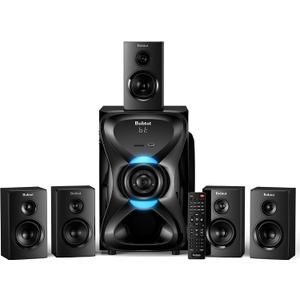 Bobtot Surround Sound Systems Wireless Rear Satellite Speakers - 1000W Peak Deep Bass 8 inch Subwoofer 5.1/2.1 Channel Home Theater System with ARC Optical Bluetooth Karaoke Input