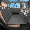 Back Seat Extender for Dogs, Hard Bottom Dog Car Seat Cover for Truck Back Seat, Dog Hammock for Car, Upgraded PU Leather Material, Larger Space, Holds 400lbs