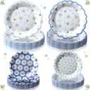 Pickmesh 100 Pcs Blue Coastal Round Paper Plates, Small plates diameter about 7 inches