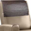 Recliner Headrest Protector Faux Leather Headrest Cover for Recliner Chair Couch Headrest Cover for Furniture Sofa Protector Chair Arm Covers for Home Office 17 x 27In(Chocolate Brown) (Hook & Loop Strips)