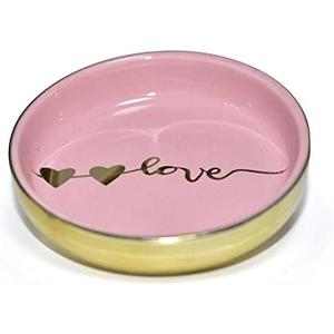 Exembe Ceramic Tray Love Dish Bowl Jewelry Holder Trinket Tray for Rings Earrings Necklace Organizer,Bridesmaid Christmas Birthday Gift for Women Girls