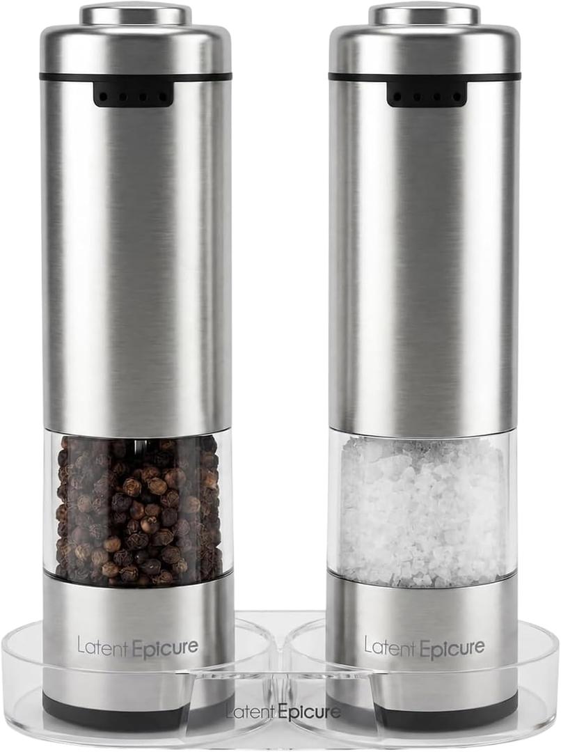 Latent Epicure Electric Salt and Pepper Grinder Set, USB-C Rechargeable