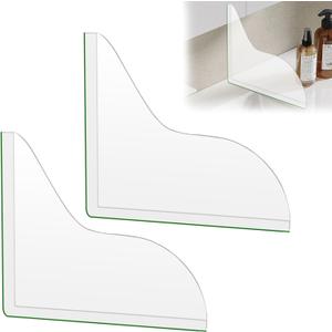 2 Pack Shower Corner Water Guard,Clear Self-Adhesive Splash Guard for Bathtub,Silicone Bathroom Shower Splash Guards to Keep Water in Bath,Easy to Install