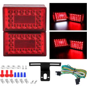 6inch Boat Trailer Lights Kit, Submersible Trailer Lights Led, 6x3-1/2inch Rectangular Led Boat Trailer Lights, 12V IP68 Waterproof Utility Trailer Light Kit with 25ft Wiring Harness
