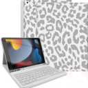 TopPerfekt for iPad 9th Generation Keyboard Case 10.2inch 2021, Magnetically Absorbent, Auto Sleep/Wake, Pencil Holder for iPad 8th Gen 2020, 7th Gen 2019, Air 3rd, pro 10.5inch - Grey Leopard