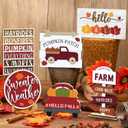 Jetec 12 Pcs Thanksgiving Tiered Tray Decor Pumpkin Maple Leaf Table Centerpieces Decorations Farmhouse Truck Wooden Sign Decor for Autumn Harvest Home Kitchen Supplies