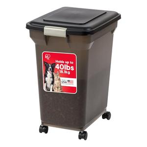 Pet Supplies : IRIS USA WeatherPro Airtight Dog Food Storage Container, Up to 58 lbs, Attachable Wheels, For Dog Cat, Bird and Other Pet Food Storage Bin, Keep Fresh, Easy Mobility, BPA Free, Smoke 