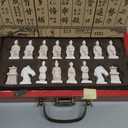 Vintage Chinese Terracotta Warrior 32 Chess Set Wood Table Chess Games Gift