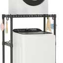 ULIFHOME U16 Upgraded Washer Dryer Stacking Rack for Narrow Laundry Room and Bathroom, Metal Over Washer and Dryer Storage Shelves for Saving Space, 29.5" W x 23.6" D x 53.1" H, Black