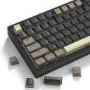 Womier PBT Shine Through Keycaps for Mechanical Keyboard, Pudding Keycaps 60% 75% 100% Keyboard 143 Keys, Custom Keycap Set OEM Profile for Gateron Cherry MX Switches,Grey Brown-Only Key caps