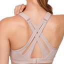 Yvette Sports Bra High Impact Adjustable Criss Cross Back, Full Support for Large Bust No Bounce (Pink, L)