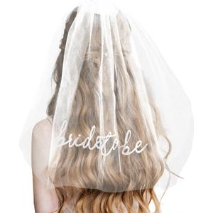 Bride Veil for Bachelorette Party, Short White Bridal Veil Headwear Bridal Shower Accessories Gifts for Bride Engagement Supplies Wedding Favors BachParty Decorations (White)