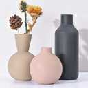 Ceramic Vase Set of 3, Modern Farmhouse Vase, Neutral Small Flower Vase for Table, Living Room, Shelf, Bookshelf and Entryway Decor