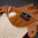 Fingerless Deerskin Leather Crochet String Back Gloves or Men - Driving, Motorcycle, Riding and Cycling (Small, Camel)