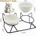 Elevated Tilted Cat Bowls for Indoor CatsRaised Ceramic Cat Bowl Elevated 15,Pet Feeding Bowls for Food and Water Anti Vomiting Bowl(Double Ceramics and Tilt Shelf) Suitable