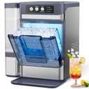 Nugget Ice Maker, 44Lbs/24H with 0.8 Gallon Tank, Soft Chewable Pellet Ice Ready in 5min Portable Ice Maker, Stainless Steels Ice Makers Countertop Self-Cleaning for Kitchens/Home/Office/Bar