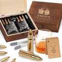 Gifts for Men Dad Husband, Father's Day Anniversary Birthday Gifts for Him Boyfriend, Reusable Stainless Steel Whiskey Stones and Whiskey Glasses Set, Cool Burbon Scotch Cocktail Set Gifts