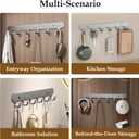 2 Pack Key Holder for Wall,Key Hooks with 6 Hooks, Strong Adhesive Key Rack Holder Wall Mount,No Drilling Required,for Corridor, Living Room,Kitchen, Bathroom, Garage (Grey)