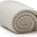 Americanflat 50x60 Throw Blanket - Soft and Breathable Cotton Throw Blanket for Couch, Bed, Chair - Decorative Blankets Perfect for Home, Office, or Outdoor Use - Cream and Beige Birds Eye Design