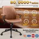 HeroSet Leather Office Chair with Removable Armrests, Mid Back Ergonomic Desk Chair with Lumbar Support, Adjustable Height Rocking Swivel Executive Chair for Home Office, Brown, 21 inches x 21 inches x 39 inches