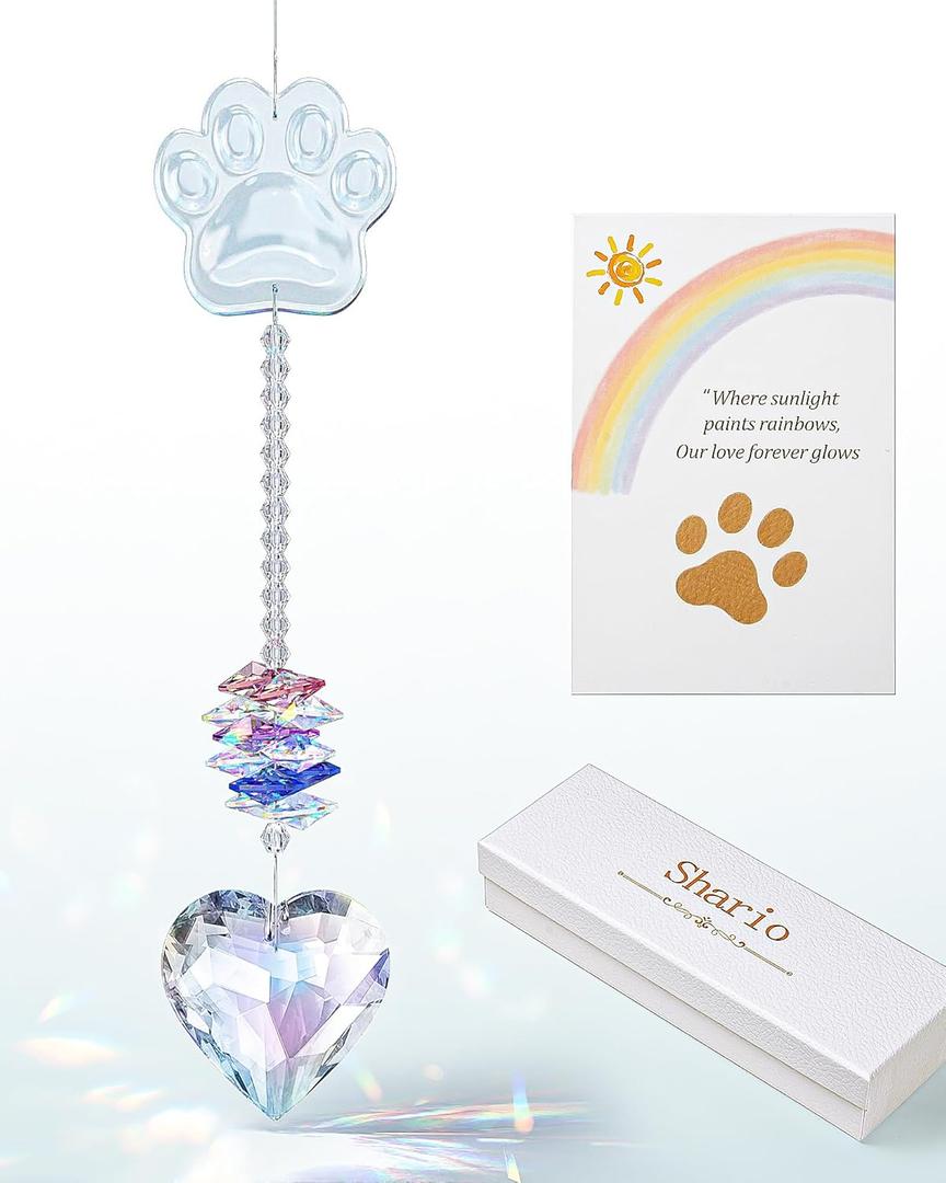 Shario Dog Memorial Gifts for Loss of Dog, Pet Memorial Gifts for Dogs, Crystal Suncatcher, Pet Loss Sympathy Gift