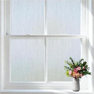 Frosted Glass Window Privacy Film, Static Cling, Non-Adhesive UV & Heat Blocking Anti-Glare Window Clings, Removable Reusable Stickers for Home Bathroom Office, 17.5" x 78.7" (Pure)