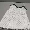 Women's White Nightdress with Black Heart Print, Lace Trim Cami Pajamas with Ruffled Hem M