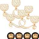 Gold 2 Pcs-3Arm Metal Crystal Tea Light Candle Holder, Elegant Wedding Table Centerpiece Candle Holder, Christmas Wishing Crystal Bowl Candle Holder Suitable for Wedding Party Living Room Decoration