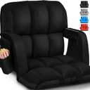 Stadium Seats with Back Support Wide, 4.7" Padded Bleacher Seat, 6-Position Reclining Bleacher Chairs with Back and Cushion, Sofa Style Ergonomic Design for Sports Games Baseball Football (22.5"Black)