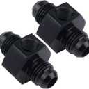EVIL ENERGY 6AN Male to 6AN Male Flare Union Coupler with 1/8 NPT Gauge Port Fitting Adapter 2PCS