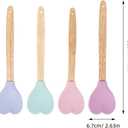 Hemoton 12Pcs Heart Shaped Silicone Spatula Set with Wooden Handles Non-Stick Cooking and Baking Utensils for Mixing Stirring and Serving in Kitchen