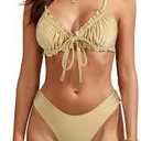 ZAFUL Bikini Sets for Women Triangle Floral String Swimsuit Two Piece Bathing Suits (M)
