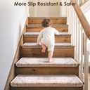 Brakki Bullnose Stair Treads for Wooden Steps, Non Slip Stair Carpet for Indoor Runner and Pets, Soft Edging Staircase Protectors Reusable, Washable, 29.5"x9.5"x1.5" 14pcs, Beige Pink