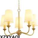 25.2in Gold 5-Light Modern Chandeliers,Farmhouse Bedroom Light Fixture