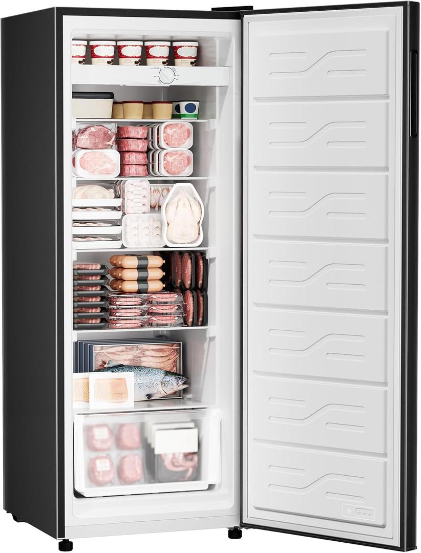 Upright Freezer 7 Cu Ft, Stand Up Freezer, Convertible Upright Freezer/Refrigerator, 5 Adjustable Shelves, Reversible Door, Large Capacity Upright Fridge for Garage, Apartment, Kitchen