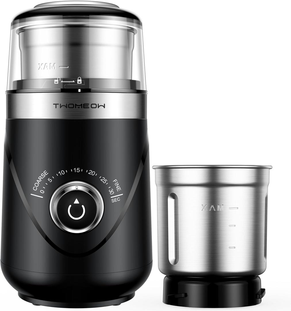 Coffee Grinder, Adjustable Electric Grinder with Timing Knob, Coffee Bean and Spice Grinder with Removable Stainless Steel Bowl, Automatic for French Press and Espresso (CG638B)