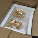 Thyle 4 Pcs Christmas Reindeer Decor Small Resin Standing Sitting Deer Figurine Mini Reindeer Christmas Table Decoration for Home Indoor Xmas Holiday Small Statue Rustic Table Decor(Gold)