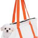 Dog Purse Carrier with Crossbody Strap & Fleece Lining, Breathable Little Dog Sling Carrier, (19.7" x 7.9" x 10.6", Orange), Intended for Hiking/Camping/Traveling
