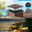 Solar Post Cap Lights Outdoor for 4x4 5x5 6x6 Wood/Vinyl Posts, 8 Pack Fence Post Solar Lights with Flickering Flame & Warm Modes for Deck/Garden/Patio, IP65 Waterproof - Black