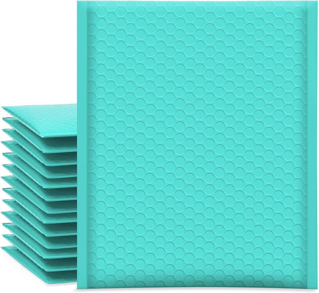 UCGOU Bubble Mailers 8.5x12 Inch Teal 25 Pack Usable Size 8.5x11 Poly Padded Envelopes #2 Medium Mailing Opaque Packaging Postal Self Seal Waterproof Boutique Shipping Bags for Clothes Makeup