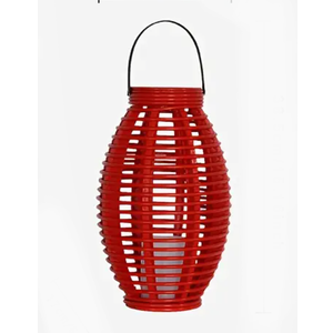 LED Lantern with LED Candle , Garden Lantern for Outdoors, Solar Lights for Outdoors, Includes Solar Module and Battery, Party Decoration, Red