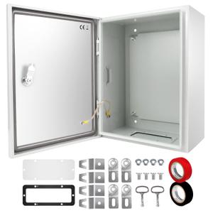Outdoor Electrical Box, Steel Junction Box 16 x 12 x 8'', NEMA 4X Electrical Enclosure Box IP66 Waterproof & Dustproof, Universal Electrical Project Box with Lock & Mounting Plate