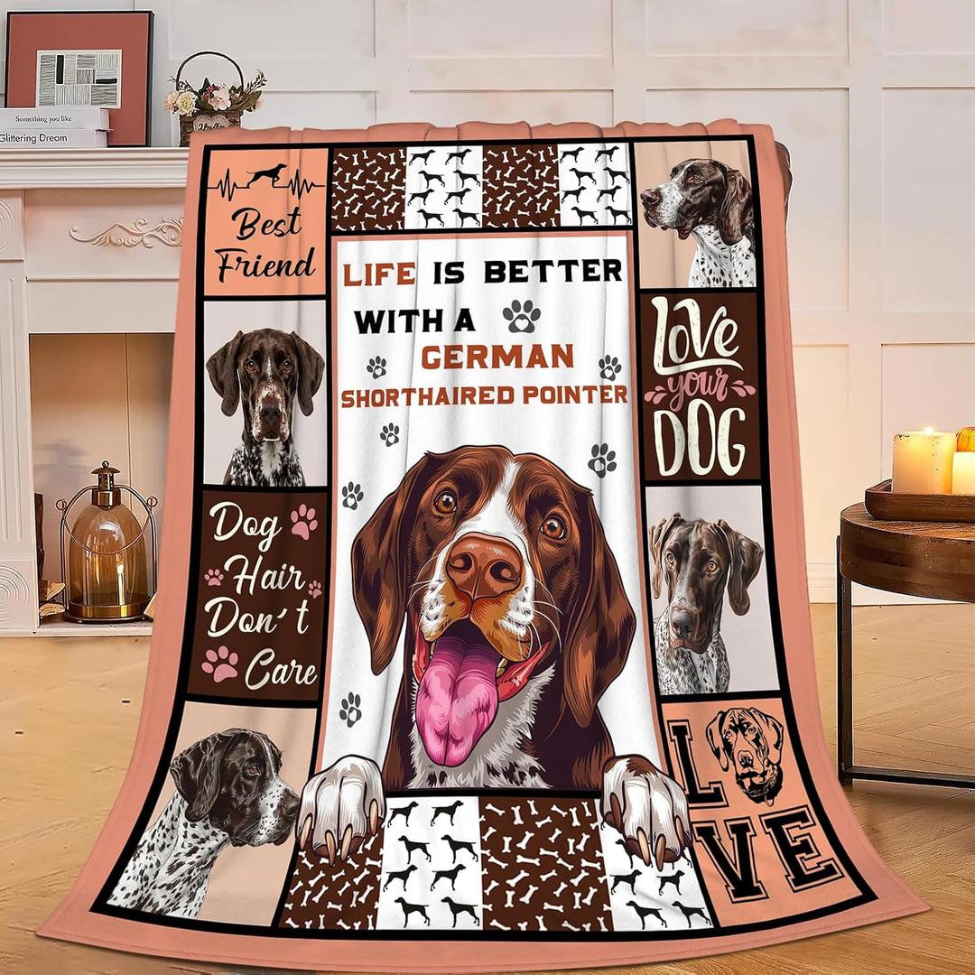 German Shorthaired Pointer Blanket Dog Throw Blanket Cozy Fleece Flannel Bedding Pet Stuff Gifts for Women Men Boys Girls Lovers Adults Lovers Plush for Couch Sofa Bed Decor 50"X40"
