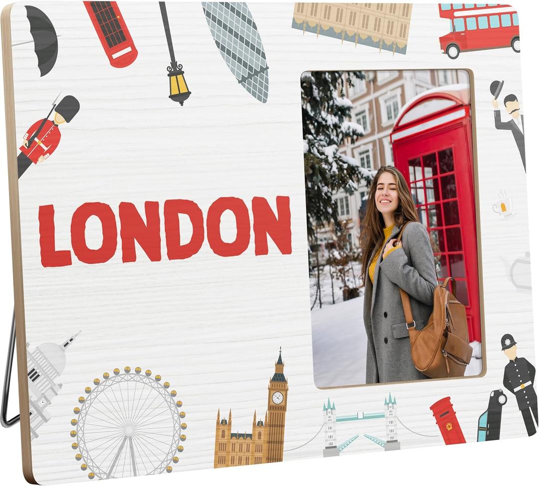 London Gifts for Couples, Honeymoon Picture Frame for Women, 4x6 Inch Photo