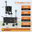 NWH Collapsible Wagon Cart with Wheels Foldable, 360LBS Large Capacity Portable Folding Utility Heavy Duty Beach Wagons Cart with All-Terrain Wheels for Groceries Shopping, Camping, Sports, Garden