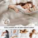 Bedsure 100% Cotton Blanket Queen Size for Spring Summer, Waffle Weave Thin Lightweight Breathable Blanket for Bed, Cotton Bedding Room Decor Gifts for Women, Men, Linen, 90" x 90"