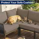 Smiry Waterproof Patio Cushion Covers, Stretch Outdoor Couch Slipcovers Replacement Washable Furniture Protector Sofa Chair Seat Cover for Dogs and Pets (4 Pcs, Taupe)