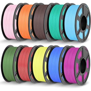 JAYO PLA 3D Printer Filament Bundle 1.75mm 11KG, 10 Pack 1.1kg Spool (Sky Blue,Chocolate,Sunny Orange,Sakura Pink,Lemon Yellow,Cherry Red,Mint Green,Olive Green,Pri-Magenta,Pri-Cyan)